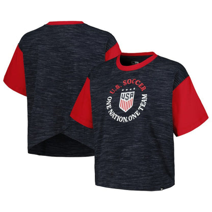 USWNT 5th & Ocean by New Era Women's Athletic Cross Back Cropped T-Shirt on sale - Navy