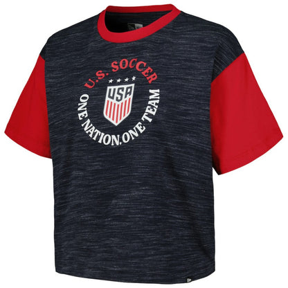 USWNT 5th & Ocean by New Era Women's Athletic Cross Back Cropped T-Shirt on sale - Navy
