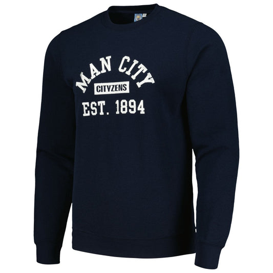 Manchester City Oversized Pullover Sweatshirt Discount - Navy