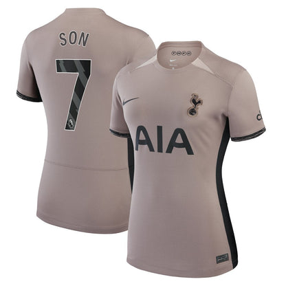 Son Heung-Min Tottenham Hotspur Women's 2023/24 Third Stadium Replica Player Jersey – Tan