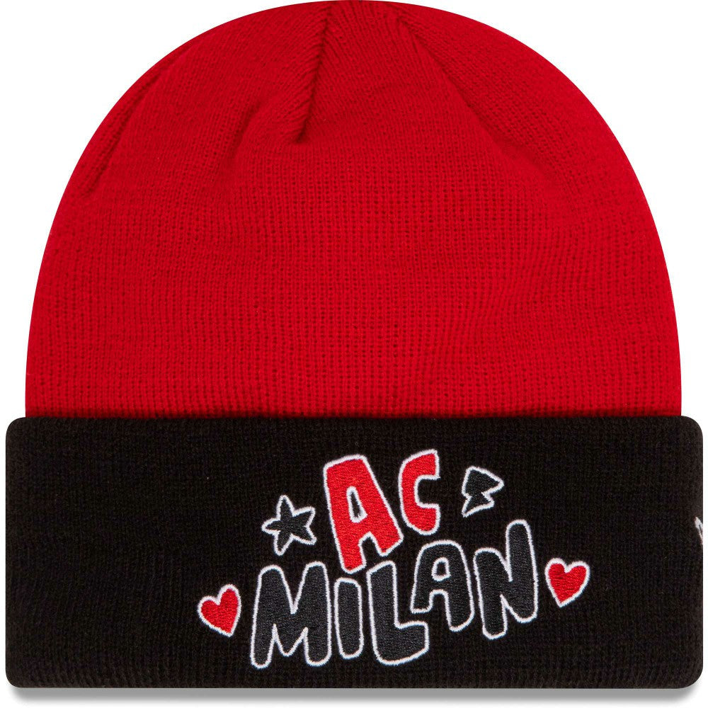 AC Milan New Era Youth Wordmark Cuffed Knit Hat on sale - Red
