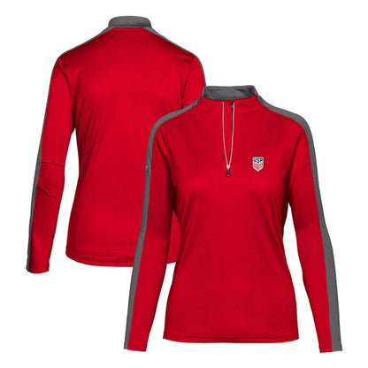 USMNT Levelwear Women's Quarter-Zip Pullover Top for sale - Red