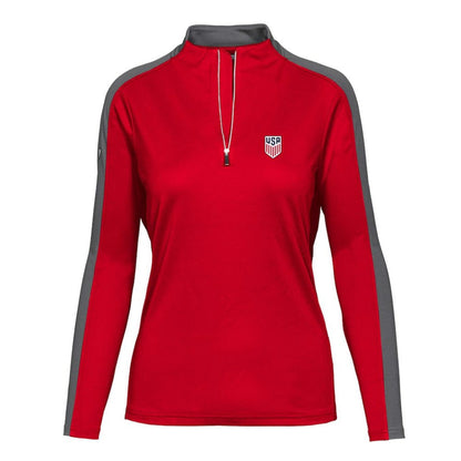 USMNT Levelwear Women's Quarter-Zip Pullover Top for sale - Red