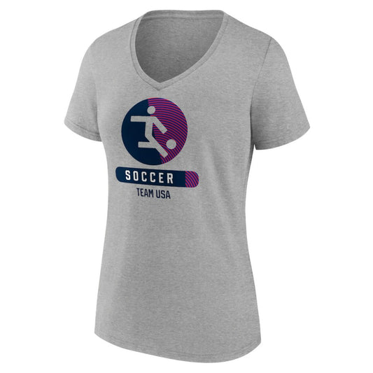 US Soccer Women's Radiating Victory V-Neck T-Shirt for sale - Heather Gray