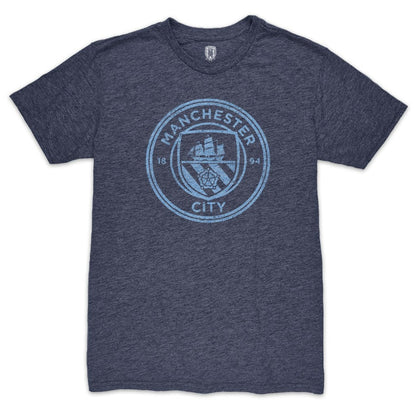 Manchester City Color Crest Twisted Tri-Blend T-Shirt Discount - Heather Navy