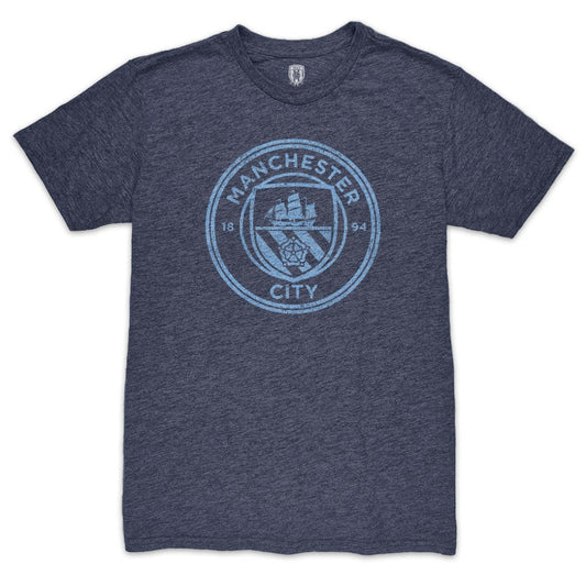 Manchester City Color Crest Twisted Tri-Blend T-Shirt Discount - Heather Navy