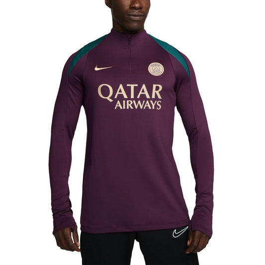 Paris Saint-Germain 2024/25 Strike Drill Performance Quarter-Zip Long Sleeve Top on sale - Burgundy