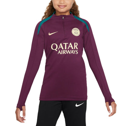 Paris Saint-Germain Youth 2024/25 Strike Drill Quarter-Zip Long Sleeve Performance Training Top on sale - Burgundy