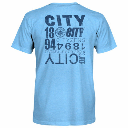 Manchester City 1863FC Front Back Text Twisted Tri-Blend Slub T-Shirt Discount - Sky Blue