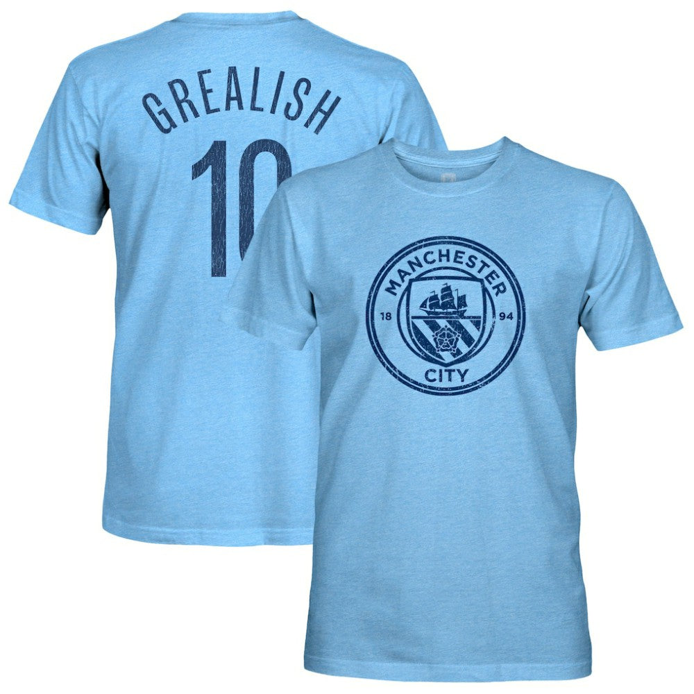 Jack Grealish Manchester City 1863FC Player Name & Number Twisted Tri-Blend Slub T-Shirt Discount - Sky Blue