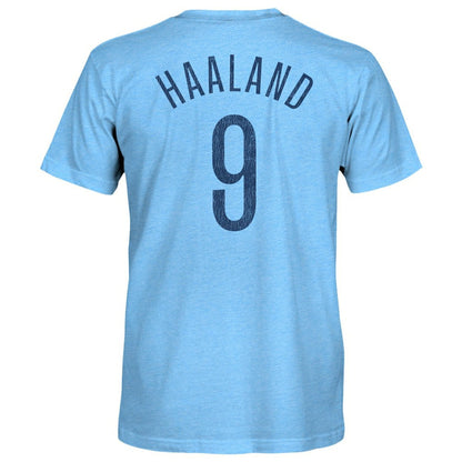 Erling Haaland Manchester City 1863FC Player Name & Number Twisted Tri-Blend Slub T-Shirt Discount - Sky Blue