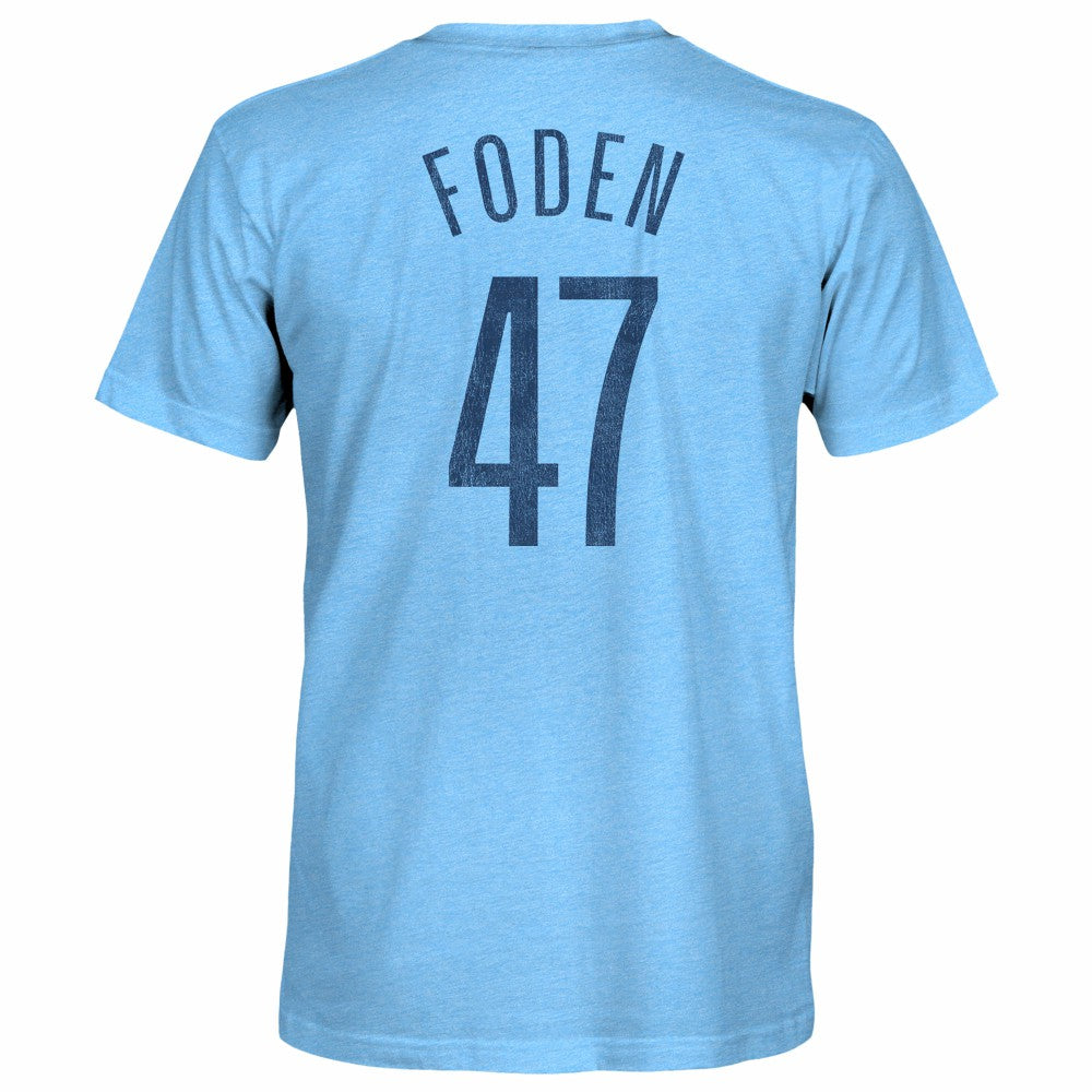 Phil Foden Manchester City 1863FC Player Name & Number Twisted Tri-Blend Slub T-Shirt Discount - Sky Blue