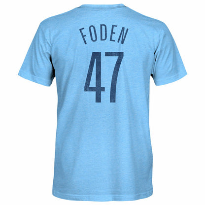 Phil Foden Manchester City 1863FC Player Name & Number Twisted Tri-Blend Slub T-Shirt Discount - Sky Blue