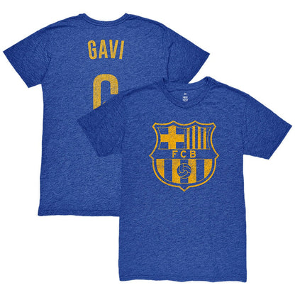 Gavi Barcelona 1863FC Player Name & Number Twisted Tri-Blend Slub T-Shirt on sale - Heather Royal