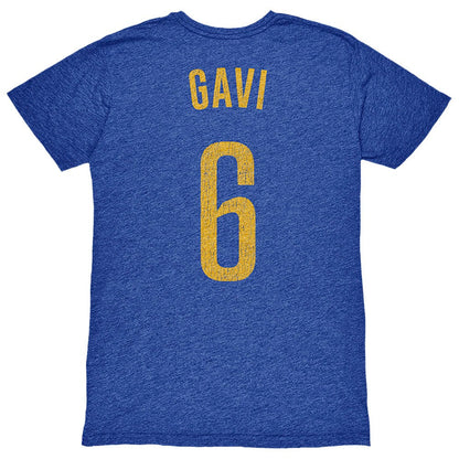Gavi Barcelona 1863FC Player Name & Number Twisted Tri-Blend Slub T-Shirt on sale - Heather Royal