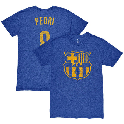 Pedri Barcelona 1863FC Player Name & Number Twisted Tri-Blend Slub T-Shirt on sale - Heather Royal