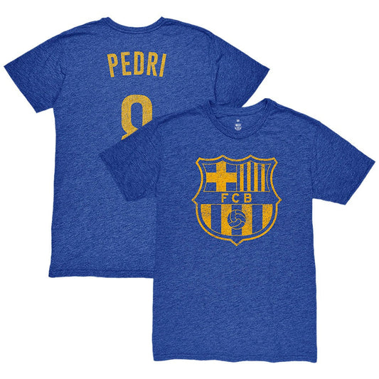 Pedri Barcelona 1863FC Player Name & Number Twisted Tri-Blend Slub T-Shirt on sale - Heather Royal