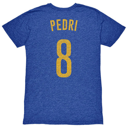 Pedri Barcelona 1863FC Player Name & Number Twisted Tri-Blend Slub T-Shirt on sale - Heather Royal