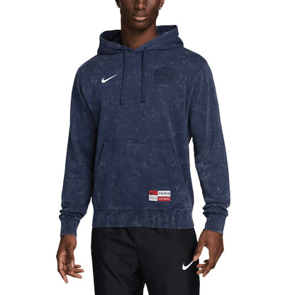 Paris Saint-Germain Club Washed Pullover Hoodie on sale - Navy
