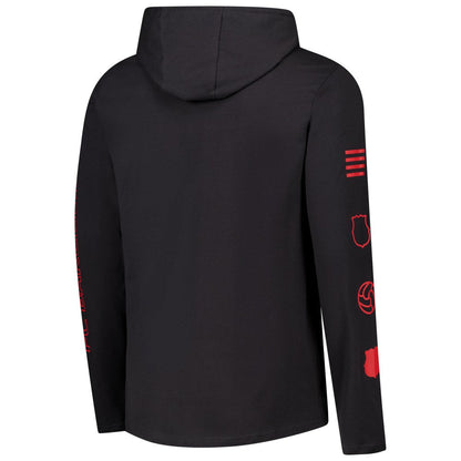 Barcelona Wordmark Long Sleeve  Hoodie T-Shirt- Charcoal