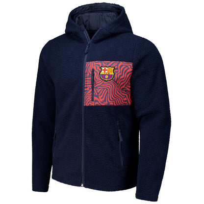 Barcelona Sherpa Full-Zip Hoodie Jacket on sale - Navy