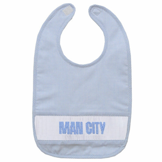 Manchester City Vive La Fete Infant Mini Check Smocked Baby Bib Discount - Sky Blue