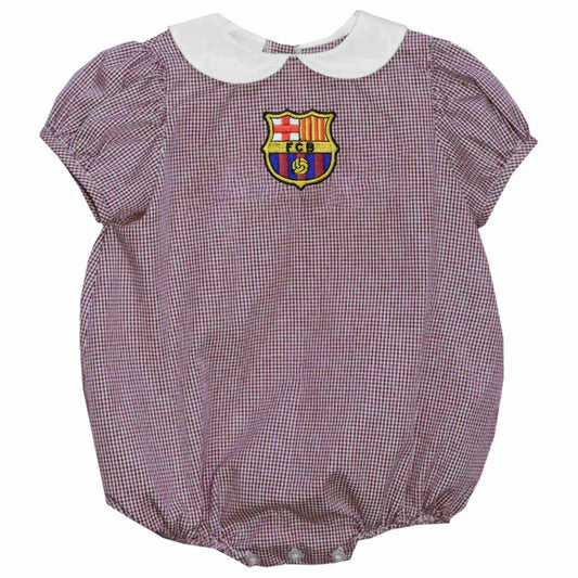 Barcelona Vive La Fete Girls Infant Gingham Puffy Bubble Dress on sale - Maroon