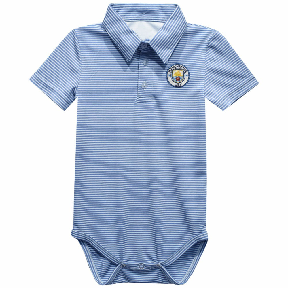 Manchester City Vive La Fete Infant Polo Pencil Stripe Bodysuit Discount - Sky Blue