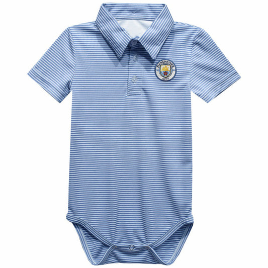 Manchester City Vive La Fete Infant Polo Pencil Stripe Bodysuit Discount - Sky Blue