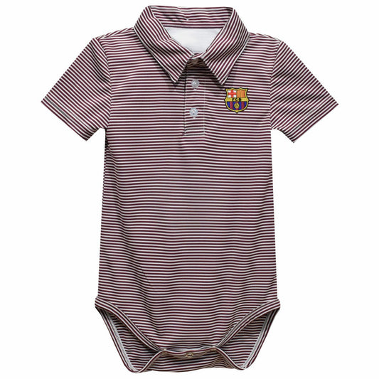 Barcelona Vive La Fete Infant Polo Pencil Stripe Bodysuit on sale - Maroon