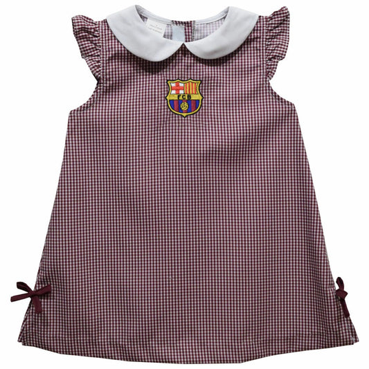 Barcelona Vive La Fete Girls Toddler Gingham A-Line Dress on sale - Maroon