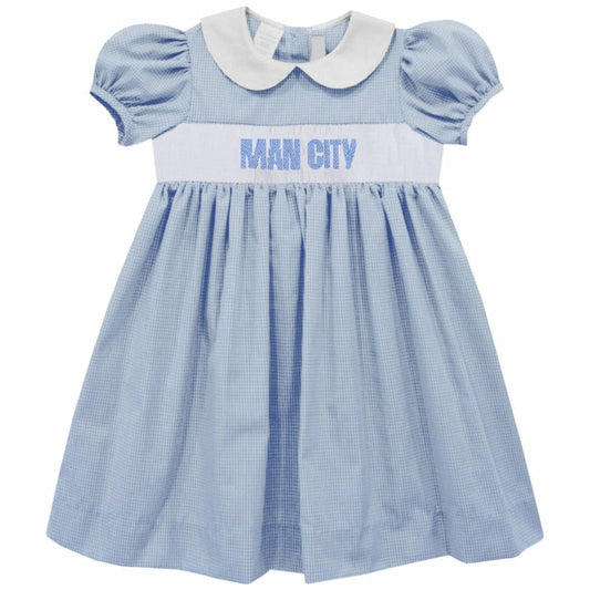 Manchester City Vive La Fete Girls Toddler Gingham Smocked Dress Discount - Sky Blue