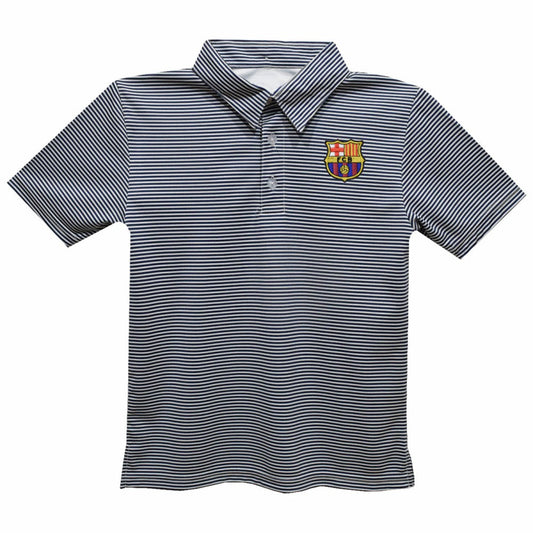 Barcelona Vive La Fete Youth Pencil Stripe Polo on sale - Navy