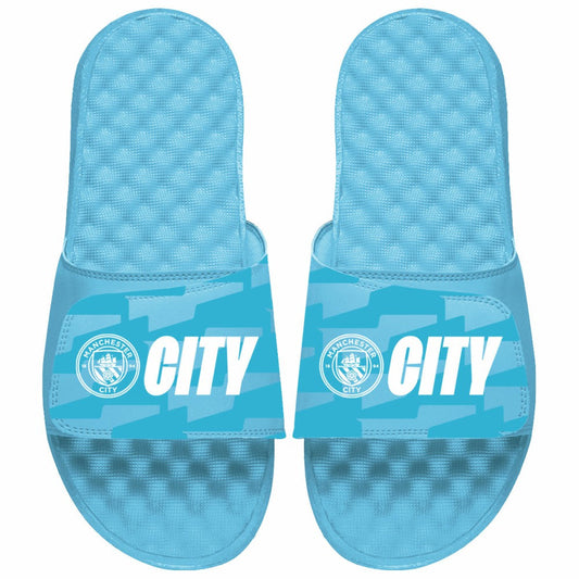 Manchester City ISlide Unisex Pattern Slide Sandals Discount - Sky Blue