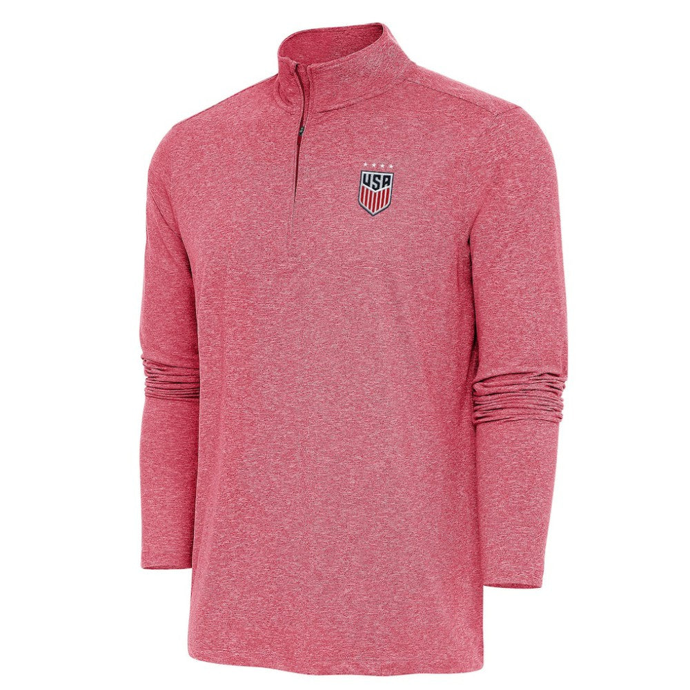 USWNT Antigua Hunk Quarter-Zip Top on sale - Heather Red