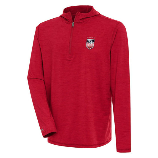 USWNT Antigua Tidy Quarter-Zip Hoodie on sale - Heather Red