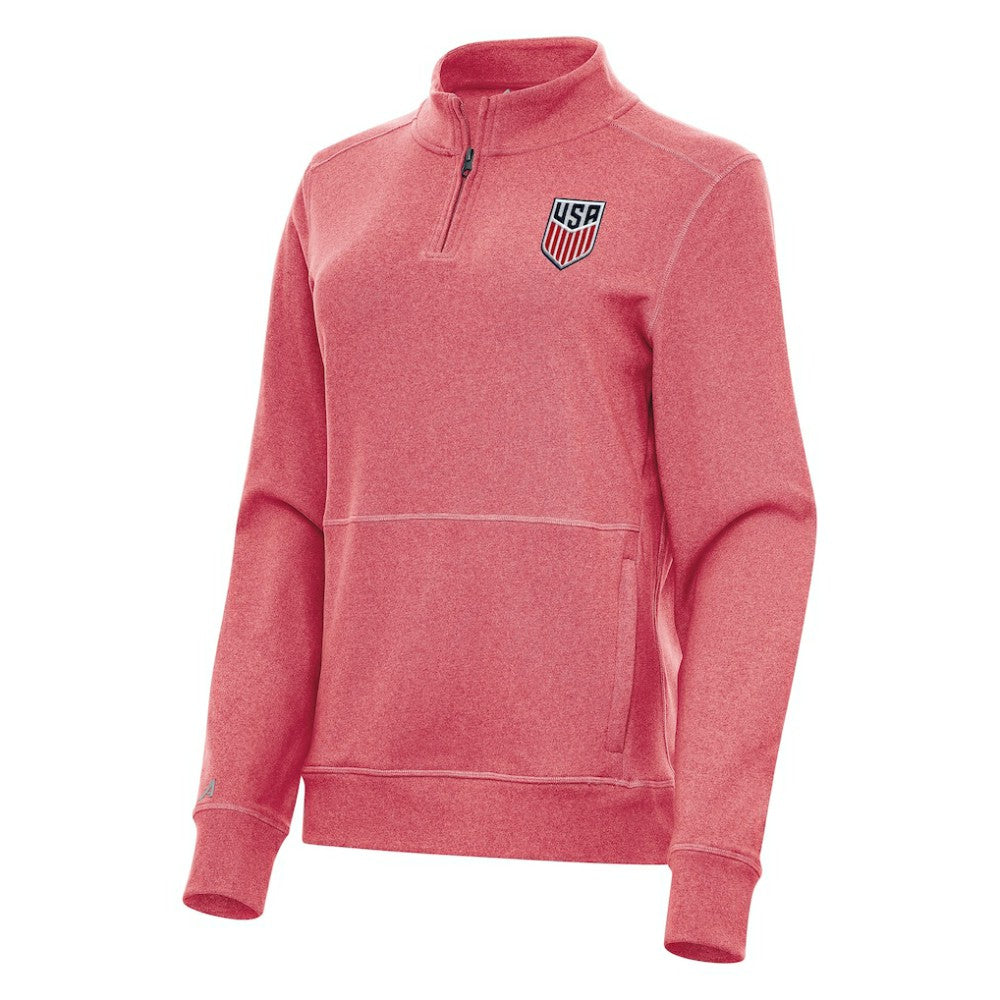 USMNT Antigua Women's Crush Quarter-Zip Top for sale - Heather Red