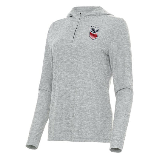 USWNT Antigua Women's Daybreak Quarter-Zip Hoodie on sale - Heather Gray