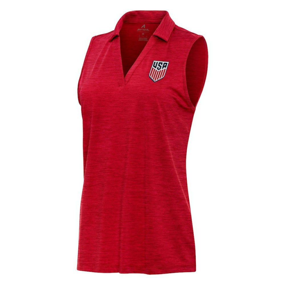 USMNT Antigua Layout Sleeveless V-Neck Polo for sale - Heather Red