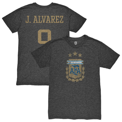 Julián Álvarez Argentina National Team 1863FC Player Retro Tri-Blend T-Shirt for sale - Heather Black