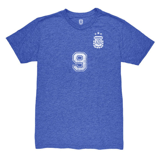 Julián Álvarez Argentina National Team 1863FC Retro Name & Number Tri-Blend T-Shirt for sale - Blue