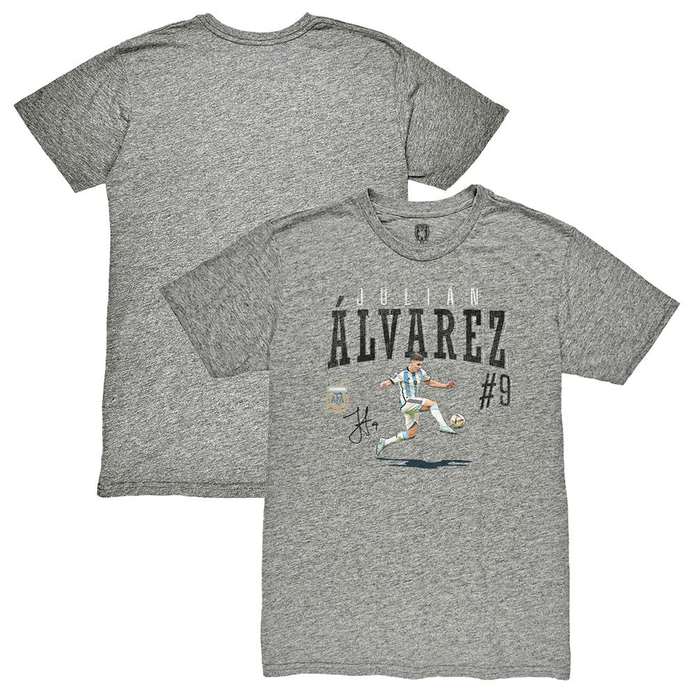 Julián Álvarez Argentina National Team 1863FC Snapshot Tri-Blend T-Shirt for sale - Heather Gray