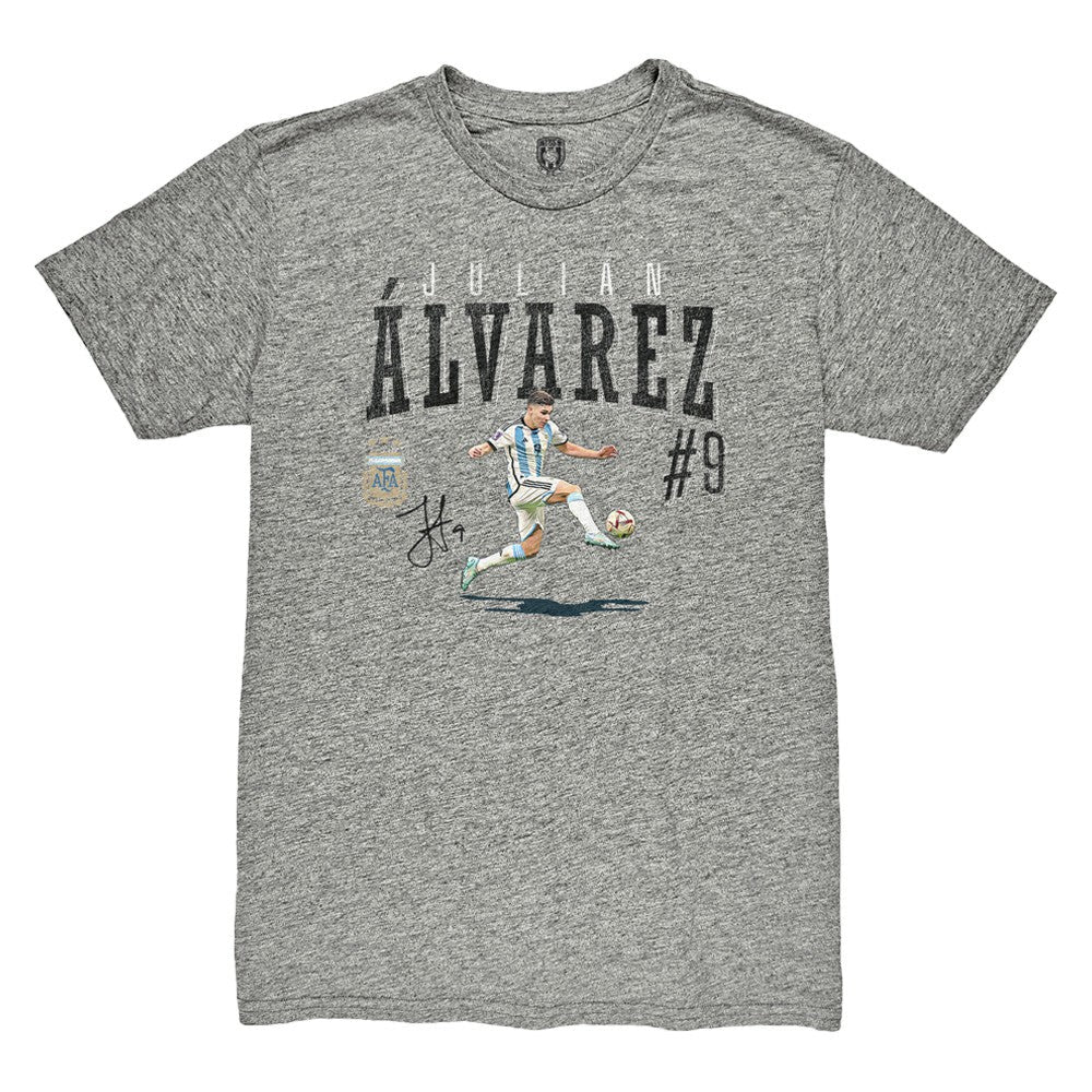Julián Álvarez Argentina National Team 1863FC Snapshot Tri-Blend T-Shirt for sale - Heather Gray