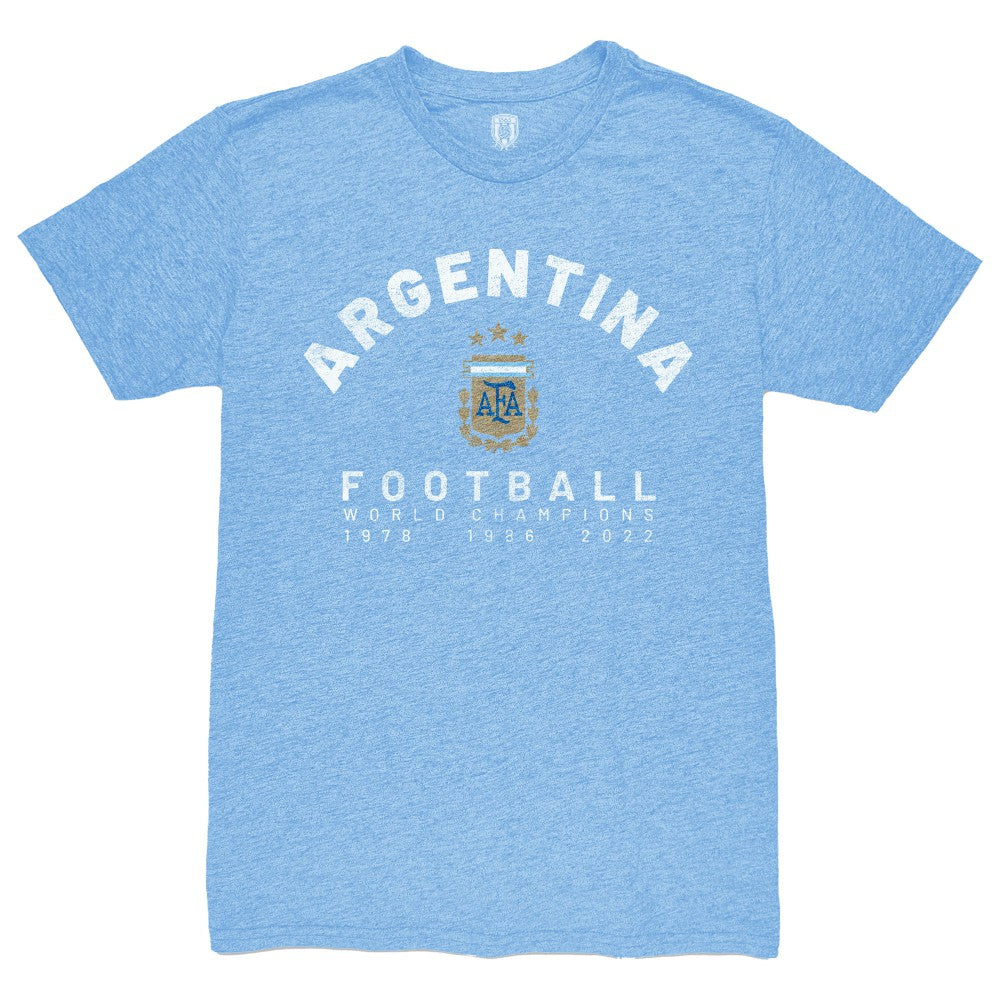 Argentina National Team 1863FC Three-Time World Champions Tri-Blend T-Shirt for sale - Light Blue