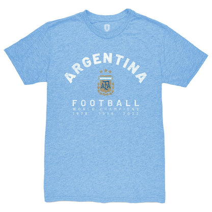 Argentina National Team 1863FC Three-Time World Champions Tri-Blend T-Shirt for sale - Light Blue