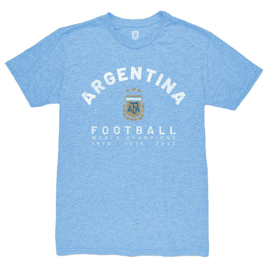 Argentina National Team 1863FC Three-Time World Champions Tri-Blend T-Shirt for sale - Light Blue