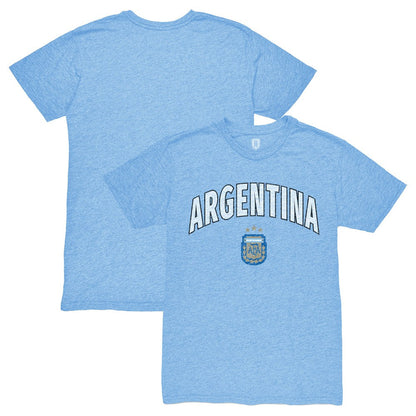 Argentina National Team 1863FC Retro Wordmark Tri-Blend T-Shirt for sale - Light Blue
