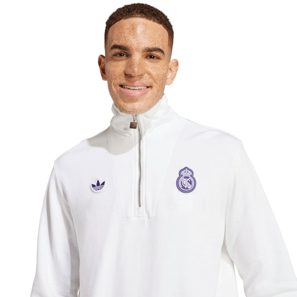 Real Madrid Originals Terrace Icons Collection Half-Zip Top Discount - White