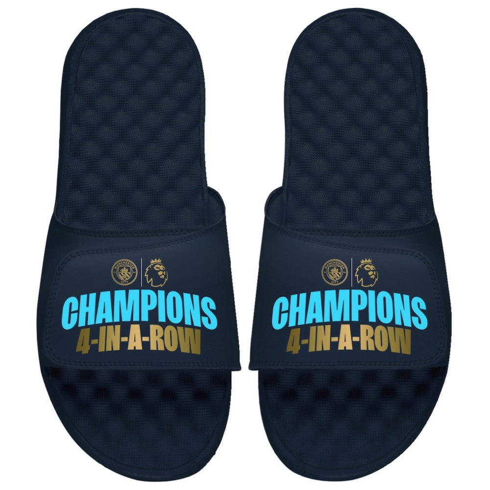 Manchester City ISlide Youth Four-Time Consecutive Premier League Champions Slide Sandals Discount - Navy