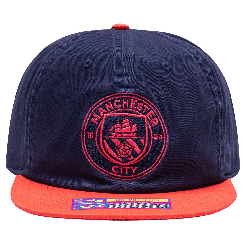 Manchester City Fan Ink Wander Snapback Hat Discount - Navy/Red